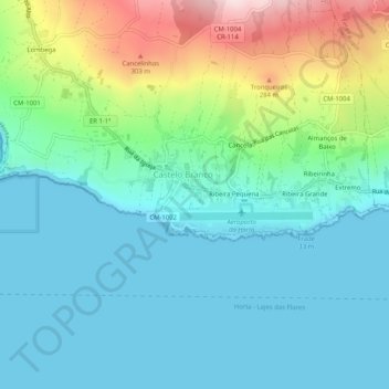 Mapa topográfico Carreira, altitud, relieve