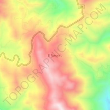 Mapa topográfico El Naranjo, altitud, relieve