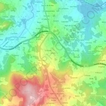 Mapa topográfico Anceis, altitud, relieve