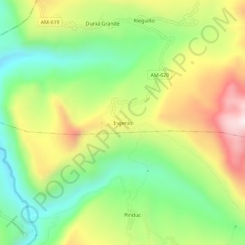 Mapa topográfico Ingenio, altitud, relieve