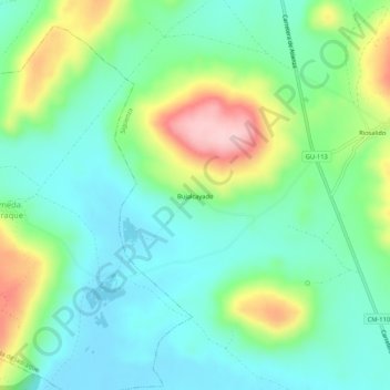 Mapa topográfico Bujalcayado, altitud, relieve