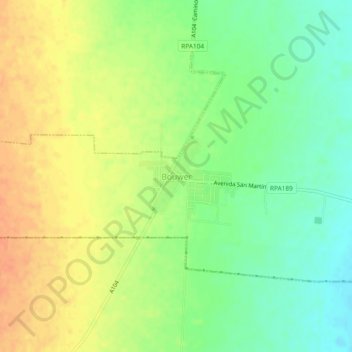 Mapa topográfico Bouwer, altitud, relieve