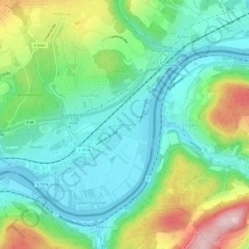 Mapa topográfico Luttingen, altitud, relieve