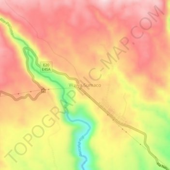 Mapa topográfico Wawa Sumaco, altitud, relieve