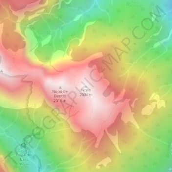 Mapa topográfico Nono, altitud, relieve
