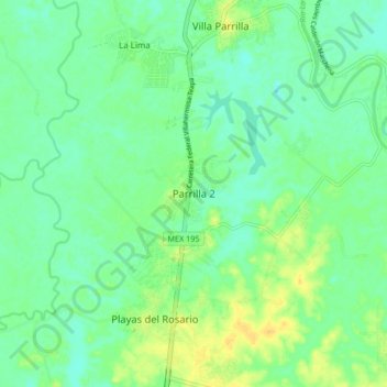 Mapa topográfico Parrilla 2, altitud, relieve