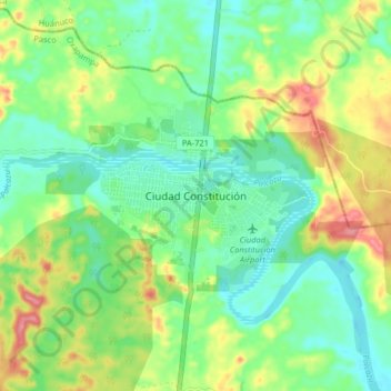 Mapa topográfico Ciudad Constitución, altitud, relieve