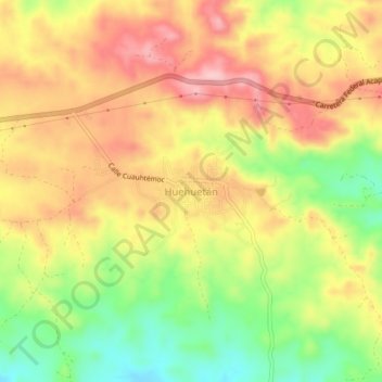 Mapa topográfico Huehuetán, altitud, relieve