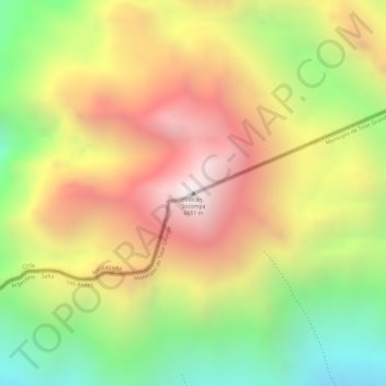 Mapa topográfico Volcán Socompa, altitud, relieve