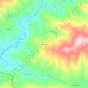 Mapa topográfico Malhadal, altitud, relieve