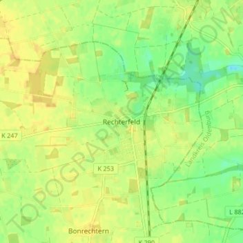 Mapa topográfico Rechterfeld, altitud, relieve