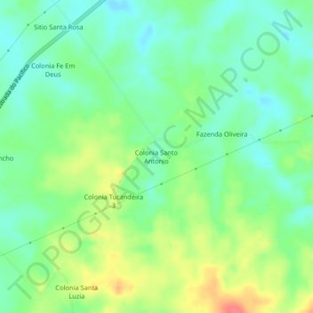 Mapa topográfico Colonia Santo Antonio, altitud, relieve