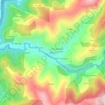 Mapa topográfico Conforto, altitud, relieve