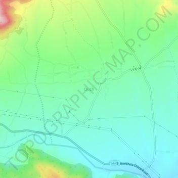 Mapa topográfico Ouch, altitud, relieve