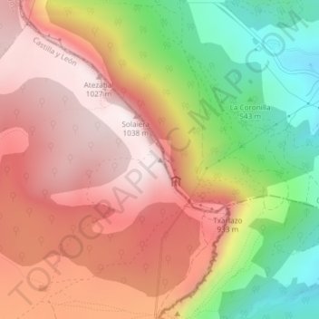 Mapa topográfico Txolope, altitud, relieve