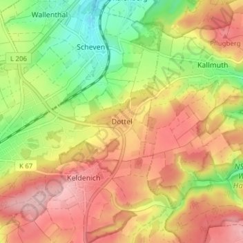 Mapa topográfico Dottel, altitud, relieve