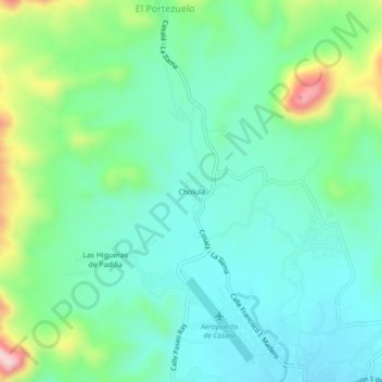 Mapa topográfico Cholula, altitud, relieve