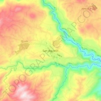 Mapa topográfico San Agustin, altitud, relieve