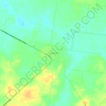 Mapa topográfico Chicbul, altitud, relieve