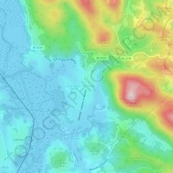 Mapa topográfico Gautegiz Arteaga, altitud, relieve