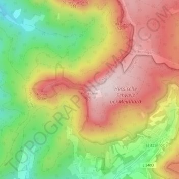 Mapa topográfico Hohestein, altitud, relieve
