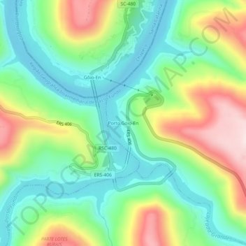 Mapa topográfico Porto Goio-En, altitud, relieve