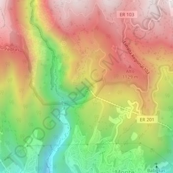 Mapa topográfico Pisão, altitud, relieve