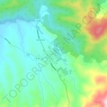 Mapa topográfico Gualleco, altitud, relieve