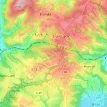 Mapa topográfico Eigen, altitud, relieve