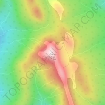 Mapa topográfico Carbon Peak, altitud, relieve
