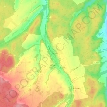Mapa topográfico Haslach, altitud, relieve