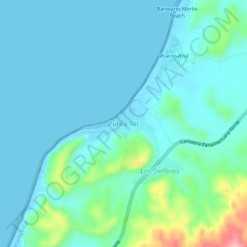 Mapa topográfico Punta Sal, altitud, relieve