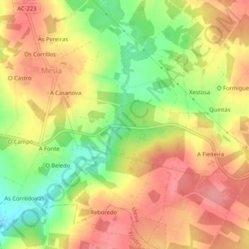 Mapa topográfico O Molar, altitud, relieve