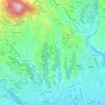Mapa topográfico Vandorno, altitud, relieve