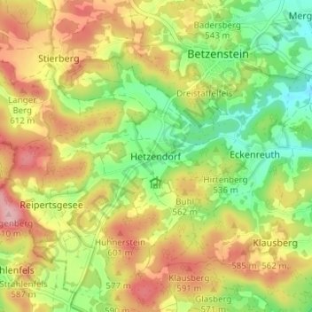 Mapa topográfico Hetzendorf, altitud, relieve