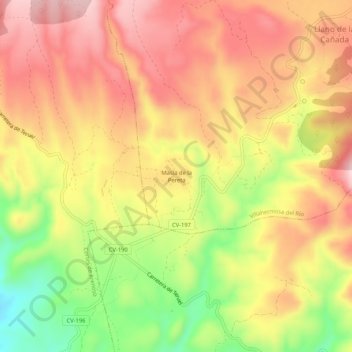 Mapa topográfico Masía de la Pereta, altitud, relieve