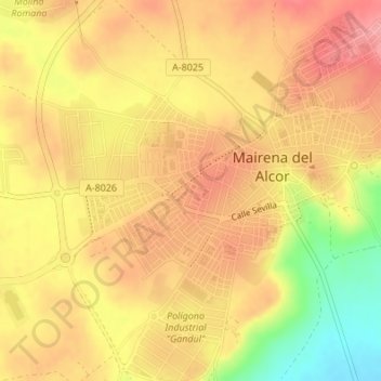 Mapa topográfico Parque la Constitucion, altitud, relieve