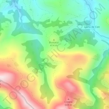 Mapa topográfico Sierra de Cuzo, altitud, relieve