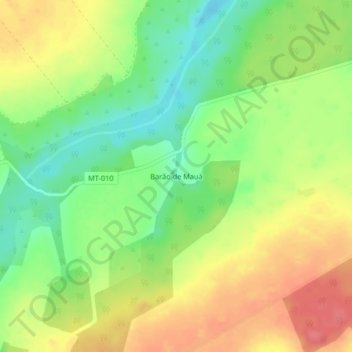 Mapa topográfico Barão de Mauá, altitud, relieve