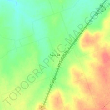 Mapa topográfico Prairie Dell, altitud, relieve