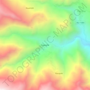 Mapa topográfico Caracalla, altitud, relieve