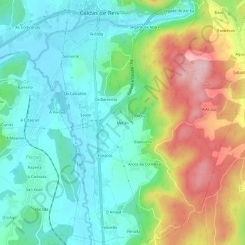Mapa topográfico Marán, altitud, relieve