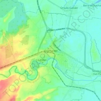 Mapa topográfico José Cardel, altitud, relieve