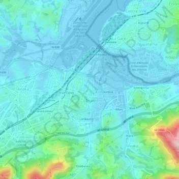 Mapa topográfico Beraun, altitud, relieve