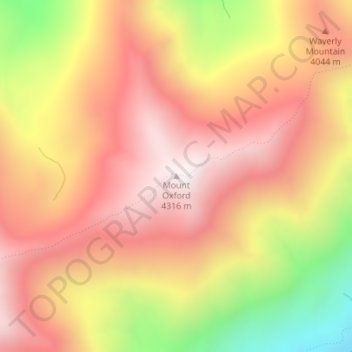 Mapa topográfico Mount Oxford, altitud, relieve