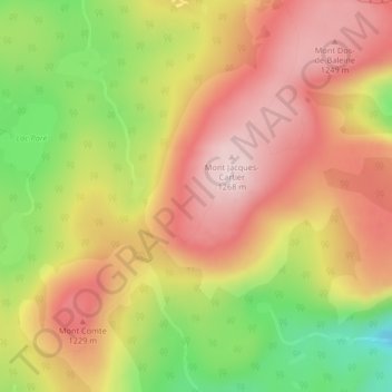 Mapa topográfico Notre Dame Mountains, altitud, relieve