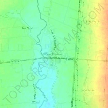 Mapa topográfico San Antonio, altitud, relieve