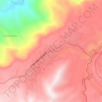 Mapa topográfico Carpinteros, altitud, relieve