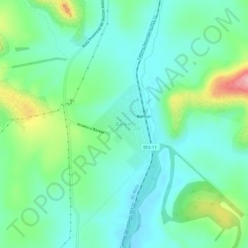 Mapa topográfico Barker, altitud, relieve