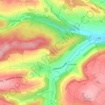 Mapa topográfico Hummelberg, altitud, relieve